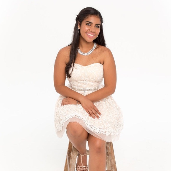 cream semi formal dress